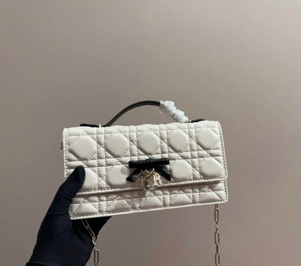 MY DIOR MINI BAG – WHITE / BLACK BOW