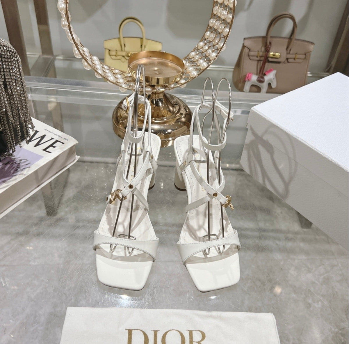 Dior White Strappy Heeled Sandal