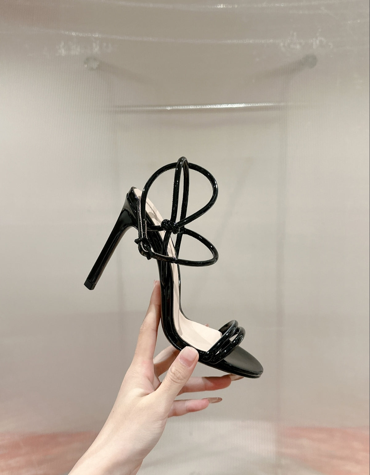 Gucci Black Patent Strappy High-Heel Sandal