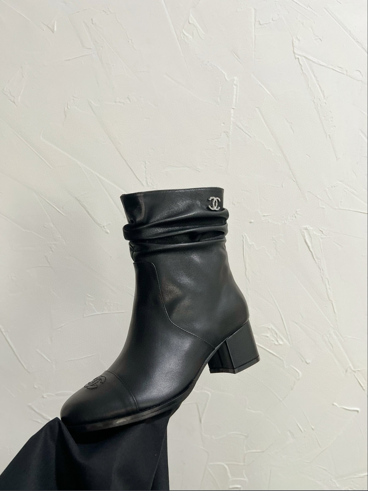 CHANEL CC SLOUCH ANKLE BOOTS – BLACK